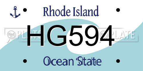 HG594 Rhode Island License Plate