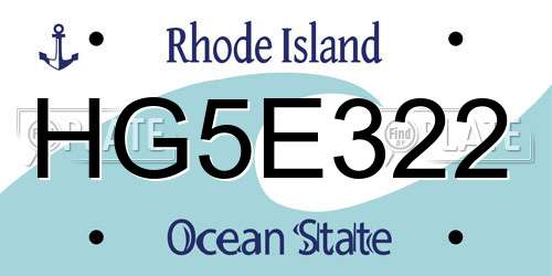 HG5E322 Rhode Island License Plate