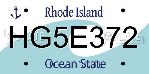 HG5E372 Rhode Island License Plate