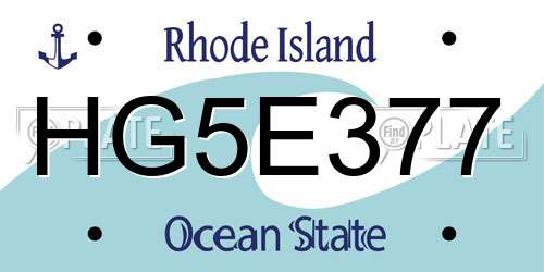 HG5E377 Rhode Island License Plate