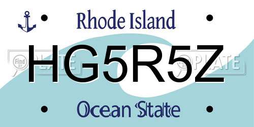 HG5R5Z Rhode Island License Plate