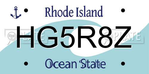 HG5R8Z Rhode Island License Plate