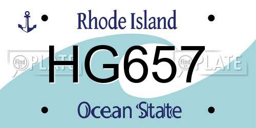 HG657 Rhode Island License Plate
