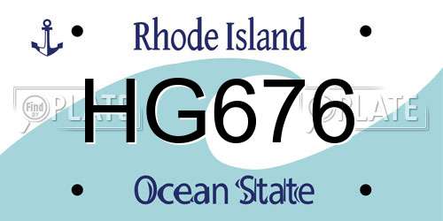 HG676 Rhode Island License Plate