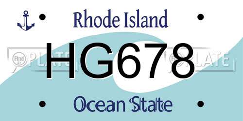 HG678 Rhode Island License Plate