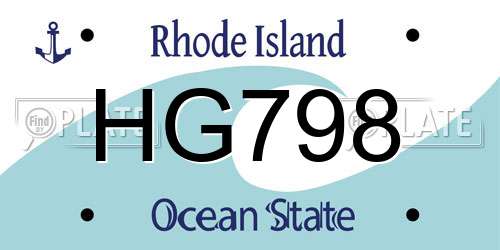 HG798 Rhode Island License Plate