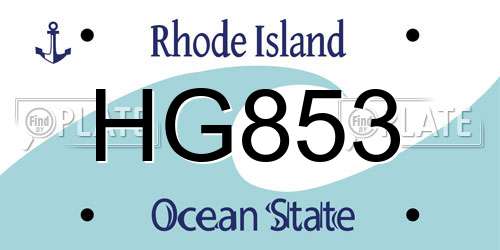 HG853 Rhode Island License Plate