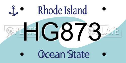 HG873 Rhode Island License Plate
