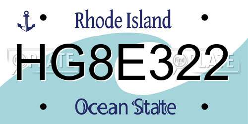 HG8E322 Rhode Island License Plate