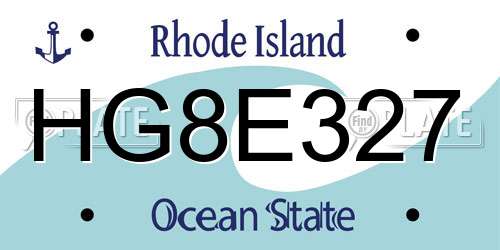 HG8E327 Rhode Island License Plate
