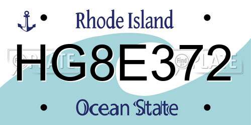 HG8E372 Rhode Island License Plate