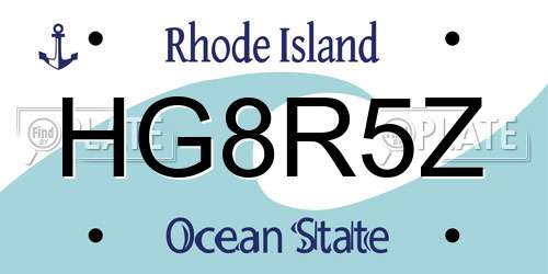 HG8R5Z Rhode Island License Plate