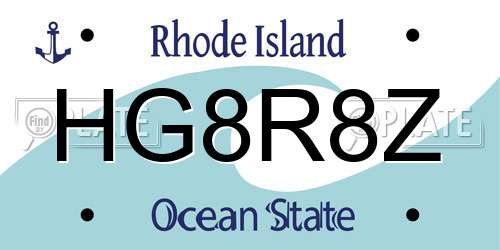 HG8R8Z Rhode Island License Plate