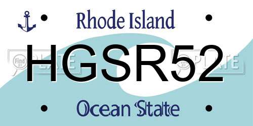 HGSR52 Rhode Island License Plate