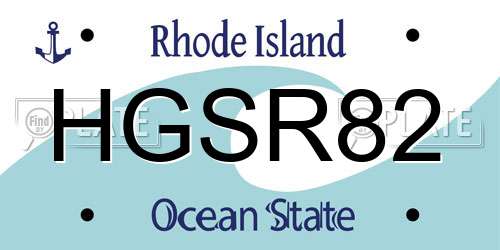 HGSR82 Rhode Island License Plate