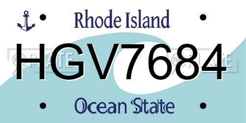 HGV7684 Rhode Island License Plate