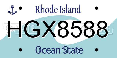 HGX8588 Rhode Island License Plate