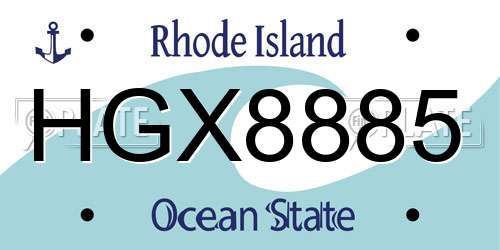 HGX8885 Rhode Island License Plate