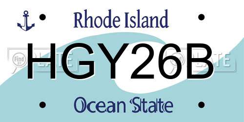 HGY26B Rhode Island License Plate