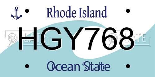 HGY768 Rhode Island License Plate