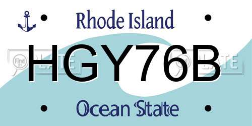 HGY76B Rhode Island License Plate