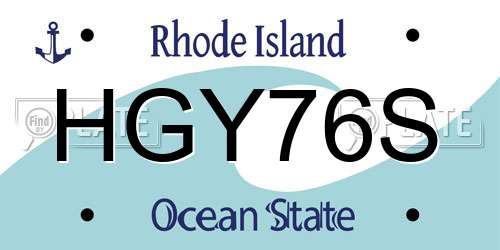 HGY76S Rhode Island License Plate