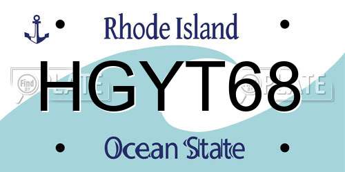 HGYT68 Rhode Island License Plate