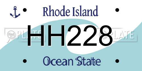 HH228 Rhode Island License Plate