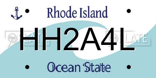 HH2A4L Rhode Island License Plate