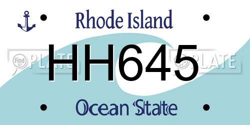 HH645 Rhode Island License Plate