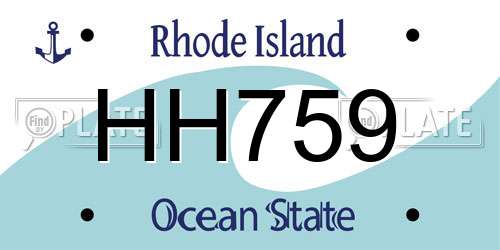 HH759 Rhode Island License Plate