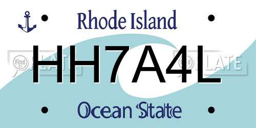 HH7A4L Rhode Island License Plate