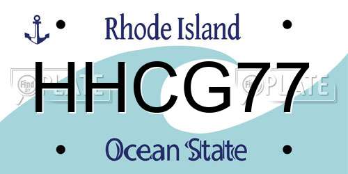 HHCG77 Rhode Island License Plate