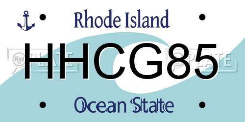 HHCG85 Rhode Island License Plate
