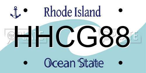 HHCG88 Rhode Island License Plate