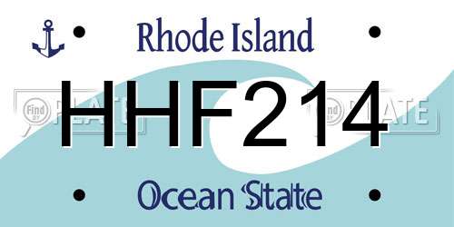 HHF214 Rhode Island License Plate