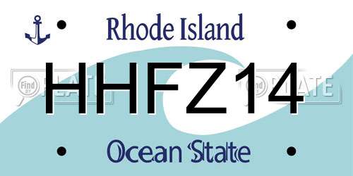 HHFZ14 Rhode Island License Plate