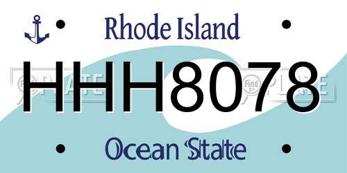 HHH8078 Rhode Island License Plate