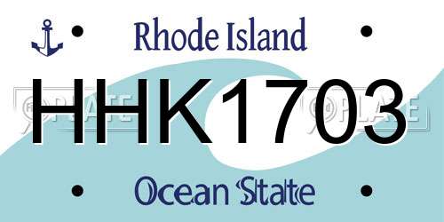 HHK1703 Rhode Island License Plate