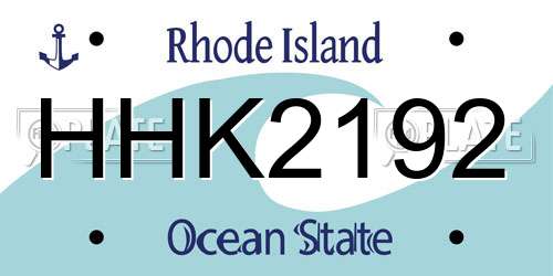 HHK2192 Rhode Island License Plate