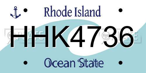 HHK4736 Rhode Island License Plate