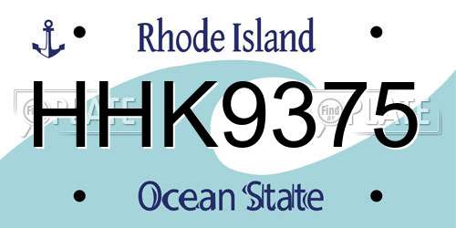 HHK9375 Rhode Island License Plate