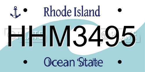 HHM3495 Rhode Island License Plate
