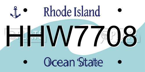HHW7708 Rhode Island License Plate
