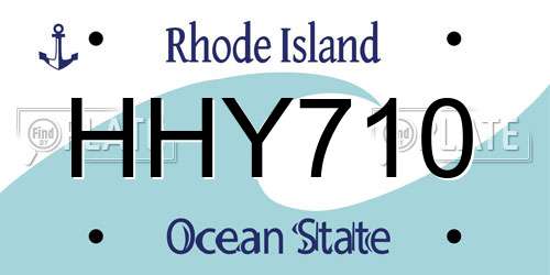 HHY710 Rhode Island License Plate