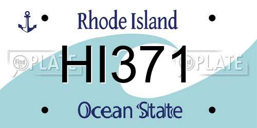HI371 Rhode Island License Plate