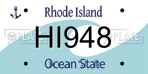 HI948 Rhode Island License Plate