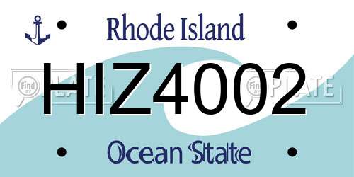 HIZ4002 Rhode Island License Plate