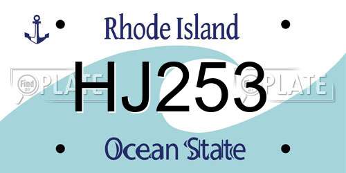 HJ253 Rhode Island License Plate