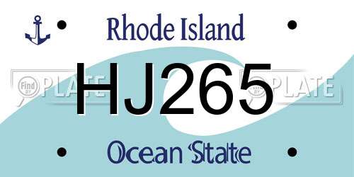 HJ265 Rhode Island License Plate